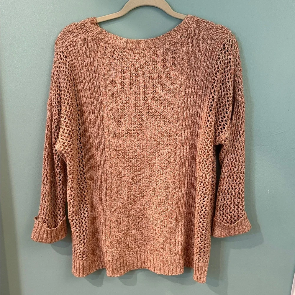 Madewell Textured Knit Sweater in Warm Pink, Tan and White - Picture 5 of 5